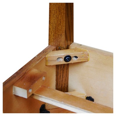 Medium Oak Rectangular Wood Side Table with Storage