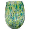 TAG 16 oz. Confetti Glass Stemless Drinkware Green And Blue Dishwasher Safe Beverage Glassware Dinner Party Wedding Set 2 - 2 of 3