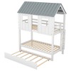 YOOCOZZ Twin Size House Bunk Bed with Trundle,Roof and Windows - White+Grey - 2 of 4