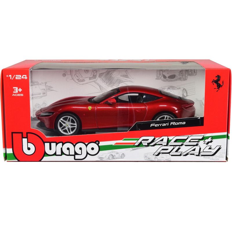 Ferrari Roma Red Metallic "Race + Play" Series 1/24 Diecast Model Car by Bburago, 2 of 4