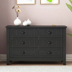 GDFStudio Bowen Grayish Blue Birch Wood Drawer Dresser with Shell Handle - 1 of 4