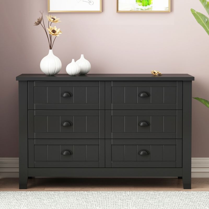 Modern 4/6 Drawer Dresser with Wooden Legs and Vintage Shell Handles - ModernLuxe, 2 of 13