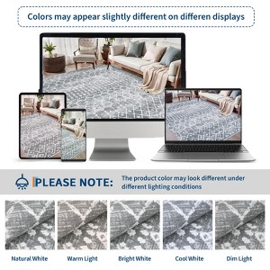 Modern Washable Area Rug, Geometric Pattern Bedroom Carpet with Non Slip Backing, Low Pile Stain Resistant Floor Carpet, Colorful - 1 of 4