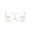 HomeStock 3-Piece Dinette Set- 2  Chairs with Wooden Linen Fabric and Slatted Chair Back - Drop Leaves Wooden Dining Table - Linen White Finish - 2 of 4