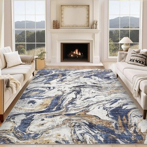 GOCAPTAIN Modern Abstract Rug, Washable Area Rugs for Living Room Bedroom, Contemporary Stain Resistant Carpet, Foldable Floor Mats for Home Office - 1 of 4