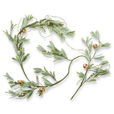 TAG 60" Mistletoe Garland - Artificial Holiday Decor for Christmas - Green Plastic - Easy Dust Clean - 4.72" W x 1.97" H