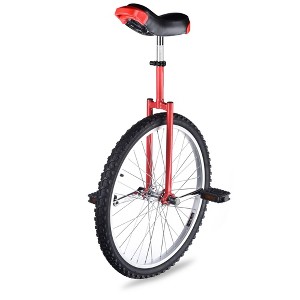 Yescom 24 In Wheel Outdoor Unicycle Adjustable Seat Anti-Skid Pedal Circus Bike for Adults Teenagers Kids, Red - 1 of 4