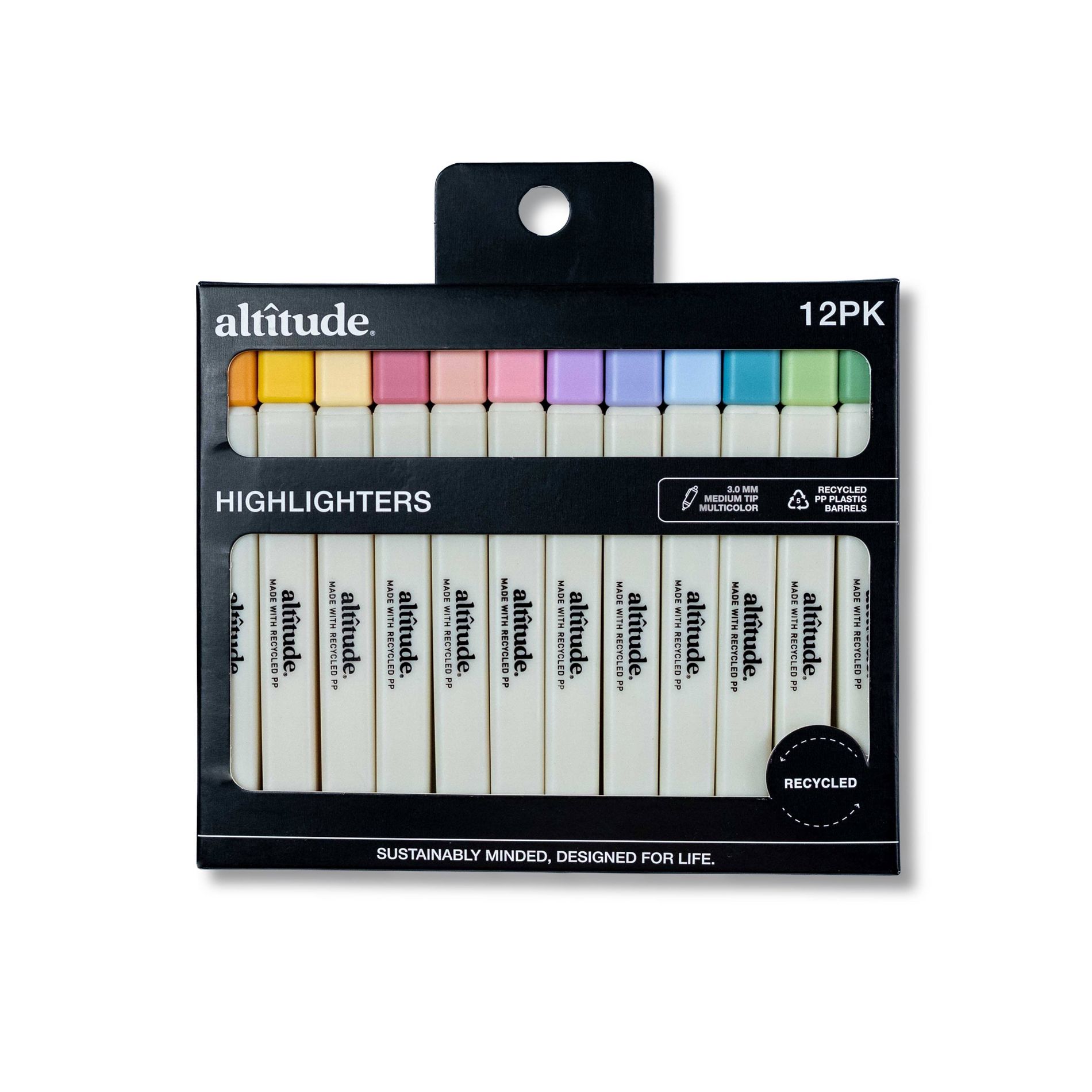 Altitude 12pk Slim Block Highlighters 3mm Chisel Tip - Assorted Colors