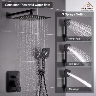 Nickel Wall-Mounted Multi-Head Rain Shower System with Filter