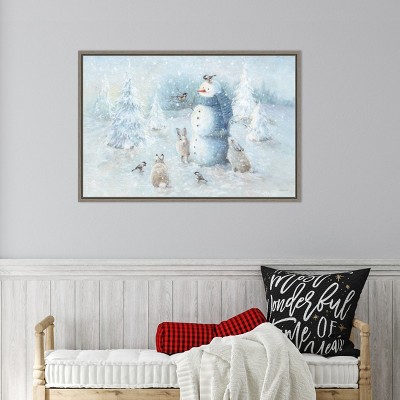 Let it Snow Blue and White Canvas Wall Art Print