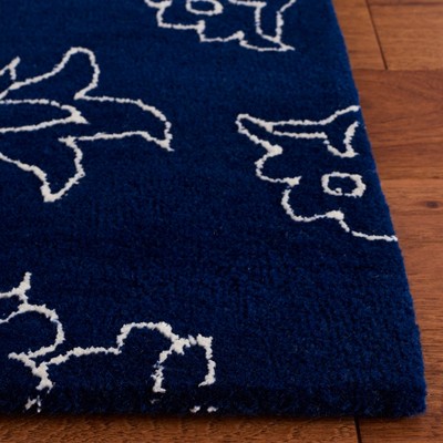 Navy/Ivory Floral Tufted Wool & Silk 3' x 5' Area Rug