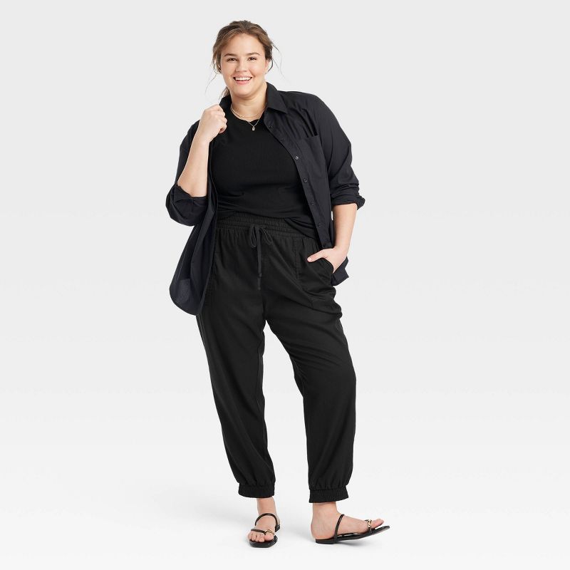 Women's High-rise Modern Ankle Jogger Pants - A New Day™ Black Xxl : Target
