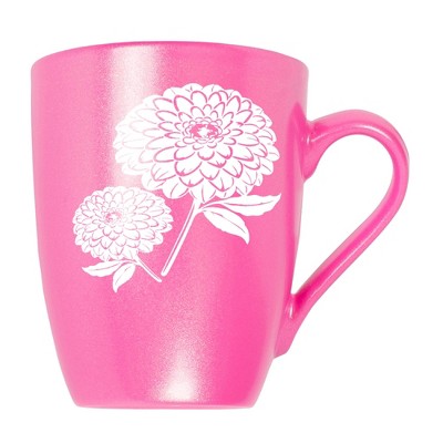Elanze Designs Botanical Floral Nature Coffee Cup Mug 10 Ounce Ceramic With Shimmery Metallic Finish Elegant Minimalist Zinnia Flower Silhouette