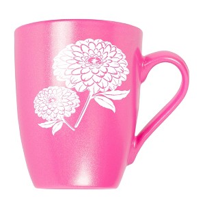 Elanze Designs Botanical Floral Nature Coffee Cup Mug 10 Ounce Ceramic With Shimmery Metallic Finish Elegant Minimalist Zinnia Flower Silhouette - 1 of 4