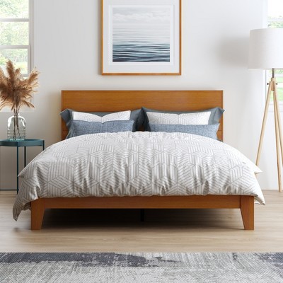 Galano Layton Wood Frame Queen Platform Bed with Headboard in Knotty Oak, Dusty Gray Oak, White, Black, Oslo Oak, Concrete Gray, Amber Walnut