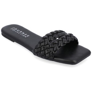 Journee Collection Womens Medium and Wide Width Sawyerr Dual Braided Band Slide Sandals - 1 of 4