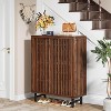 MOEPISY Modern Walnut Wooden 6-Tier Shoe Cabinet with Louvered Doors - 3 of 4