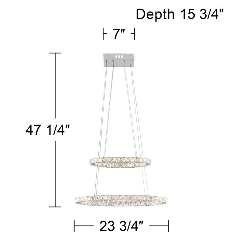Possini Euro Design Glenna Chrome Chandelier 23 1/4" Wide Modern 2-Ring LED Clear Crystal Glass for Dining Room House Foyer Kitchen Island Entryway, 4 of 8