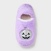 Women's Iridescent Pumpkin Halloween Faux Fur Slipper Socks with Grippers - Hyde and EEK! Boutique™ - 3 of 4