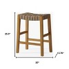 HomeRoots 26" Stone and Natural Faux Leather and Solid Wood Backless Counter Height Bar Chair - 3 of 4