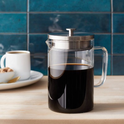 67oz Glass Pitcher with Stainless Steel Lid - Threshold™: Dishwasher-Safe Drink Server for Hot or Cold Beverages