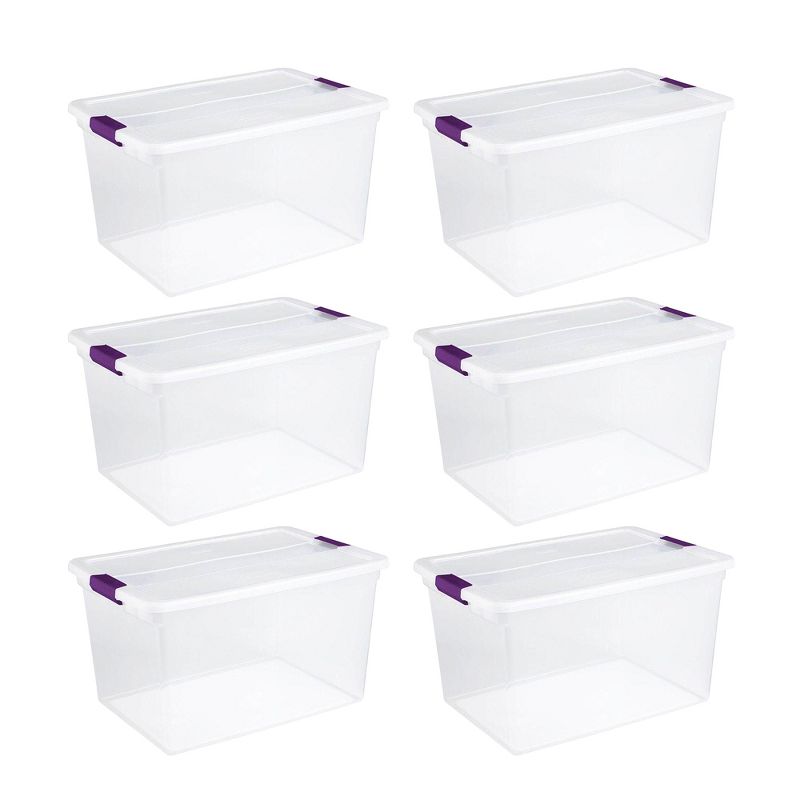 Sterilite 66 Quart Clear Latch Lid Storage Container Tote, 6 Pack, and 6 Quart Clear Latch Lid Storage Container Tote, 12 Pack for Home Organization, 2 of 7