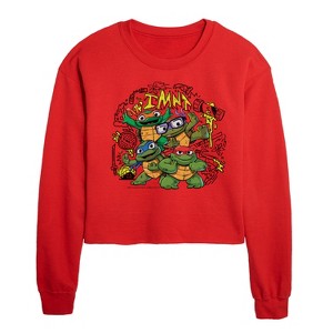 Teenage Mutant Ninja Turtles Mutant Mayhem Mm Sketchy Cropped Long Sleeve Crew Neck Sweatshirt - Red - X-Large - 1 of 2
