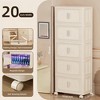 SKRAN Side Wide Folding Storage Cabinet,Multi-layer Closet organizers,Plastic Storage Bins with Magnetic Door and Wheels,Cream White B - 3 of 4