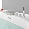 Cobbe Bathroom Faucet Set with Handheld Shower and 10.24-Inch Wide Waterfall Spout 5-Hole Installation Brushed Nickel - 4 of 4