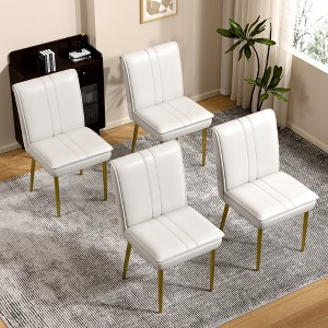 VECELO 2 Pack Folding Dining Chairs, Faux Leather Foldable Chairs with Padded Seat & High Backrest, Brown/White - 1 of 4