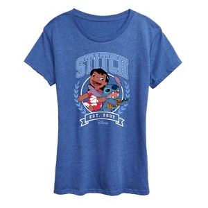 Women's - Disney - Stitch Collegiate Group Short Sleeve Graphic T-Shirt - 1 of 4