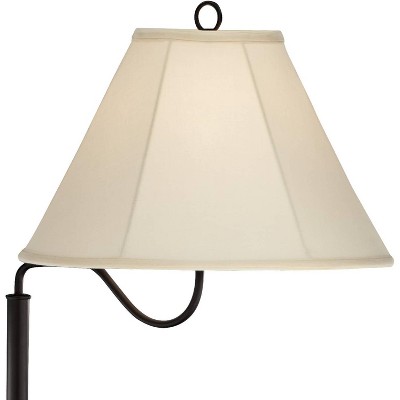 Adjustable White Wood Floor Lamp with End Table