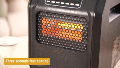 Black Compact Infrared Quartz Electric Space Heater with Digital Display and Remote Control