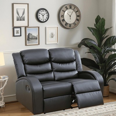 MAYEERTY Power Reclining Loveseat Sofa, Electric 2-Seat Faux Leather Recliner with Adjustable Backrests for Living Room, Black