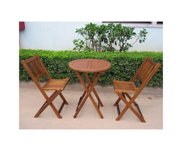 3pc Wood Patio Bistro Set - Brown - Merry Products