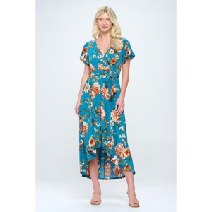 WEST K Women's Georgia Faux Wrap Dress with High-Low Hem and Tie Waist - 1 of 4