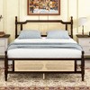 KIGFTSOD Queen Pine wooden Bed with Rattan Headboard and Footboard, with Central Enhanced Bed Platform - 3 of 4