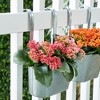 Juvale 2 Pack Galvanized Metal Hanging Bucket Planter Flower Pots for Railing, Fence, Balcony, Wall Decor, and Garden, 5 x 4.5 x 10 In - 3 of 4