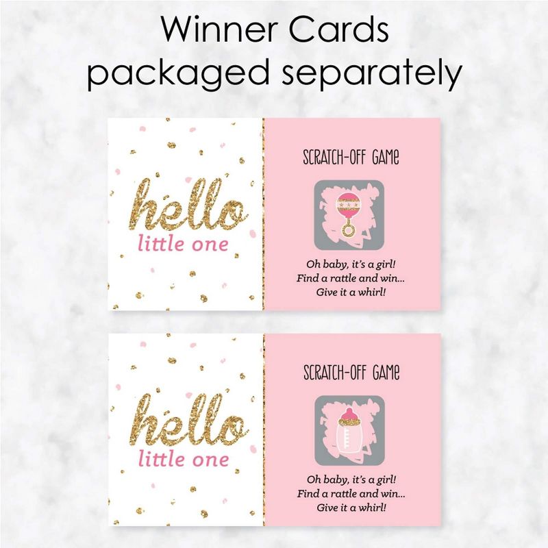 Big Dot of Happiness Hello Little One - Pink and Gold - Girl Baby Shower Game Scratch Off Cards - 22 Count, 3 of 7