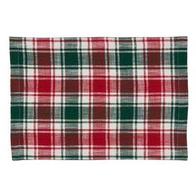 Saro Lifestyle Plaid Placemat, 14"x20" Oblong, Red/Green (Set of 4)