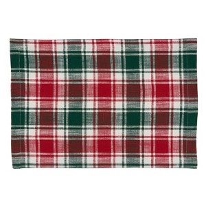 Saro Lifestyle Plaid Placemat, 14"x20" Oblong, Red/Green (Set of 4) - 1 of 4