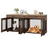 Dog Crate Furniture with Storage, Indoor Wooden Dog Kennels, with Drawers and Dividers, Double Dog Crate Furniture, Side Table Dog Crates - 2 of 4