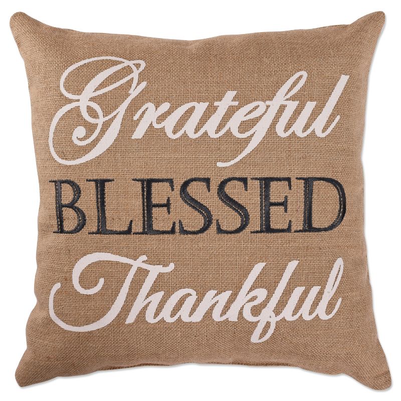 18&#34;x18&#34; &#39;Grateful, Blessed and Thankful&#39; Square Throw Pillow - Pillow Perfect, 1 of 5