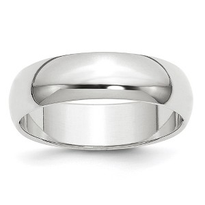 Black Bow Jewelry 2mm to 6mm 10K White Gold Half Round Standard Fit Band - 1 of 4