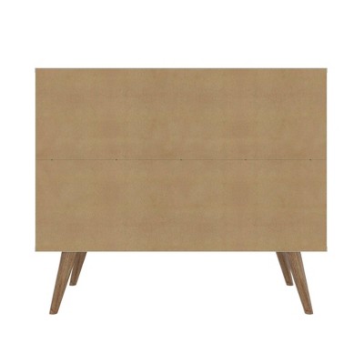 White Eucalyptus Wood Buffet Sideboard with Faux Leather Handles