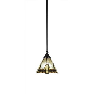 Toltec Lighting Any 1 - Light Pendant in  Matte Black with 7" Zion Art Glass Shade - 1 of 1