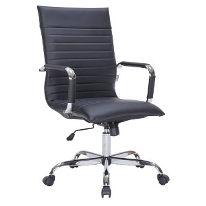 LeisureMod Harris High-Back Leather Office Conference Chair with Swivel and Tilt - 1 of 4