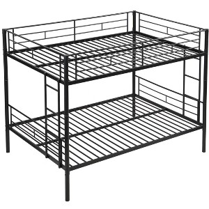 Bellemave Full Over Full Metal Bunk Bed for Adults with Ladder, Guardrails & Sturdy Slats, Heavy Duty Frame, Noise Free, No Box Spring, Black - 1 of 4