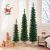 Tangkula Pre-lit Christmas Trees Set of 3 Artificial Pencil Tree 3’ + 4’ + 5’ Slim Entrance Trees w/ 85 + 137 + 193 Branch Tips 50 + 80 + 100 Lights - 3 of 4