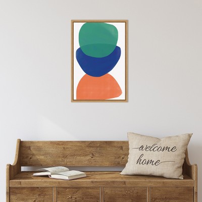 Abstract Green Blue Orange Framed Canvas Wall Art 16x23